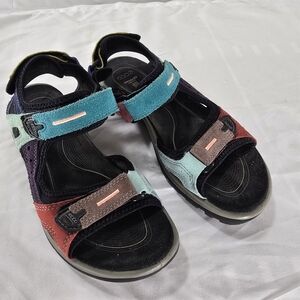 ECCO Multicolor Suede Sport Sandals - Teal, Red, Mint, Purple